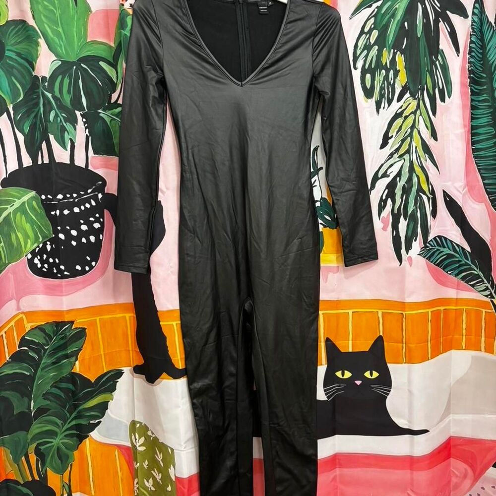 Pleather Black Jumpsuit